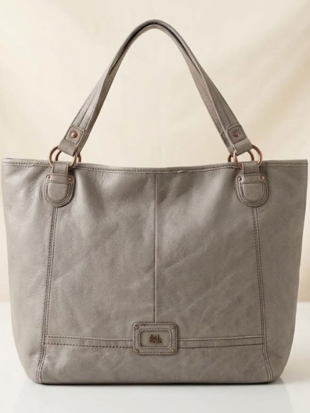 The Sak Taupe Leather Tote Bag with Double Handles
